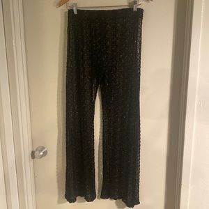 Pants, black & gold, sheer lace